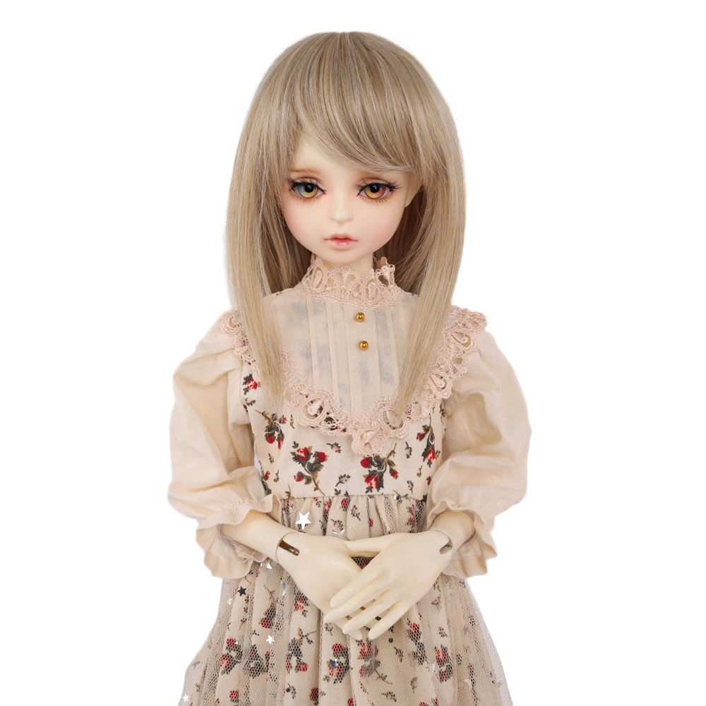 Парик из натуральных волос средней длины светлый для куклы 1/3 BJD/Ye Luoli/Pullip с