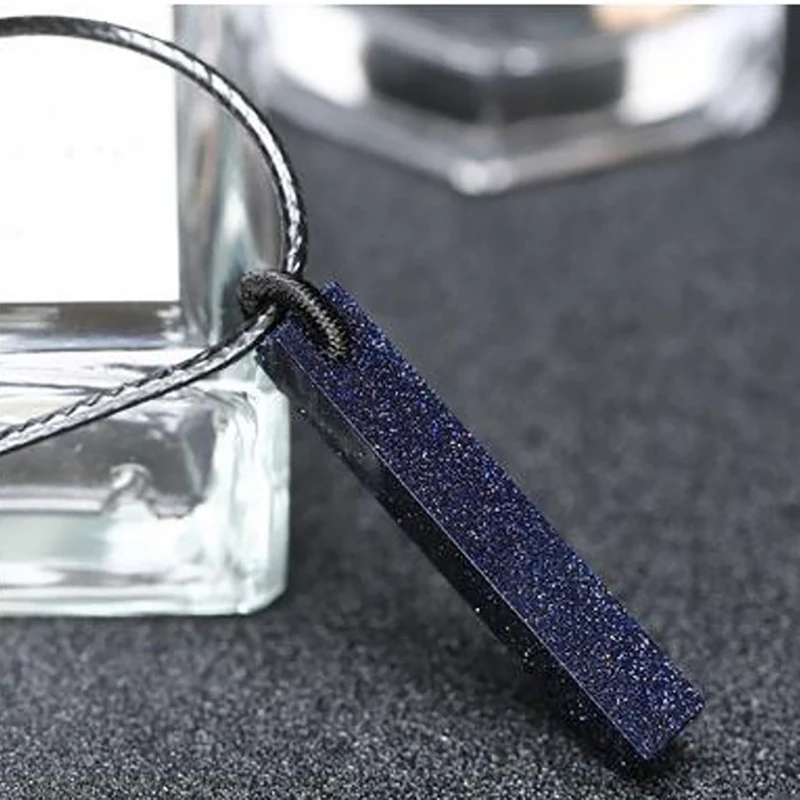 Wholesale Black Cuboid Obsidian Stone Pendant Necklace For Women Men Rope Chain Student Gift European Original Fashion Jewelry 3