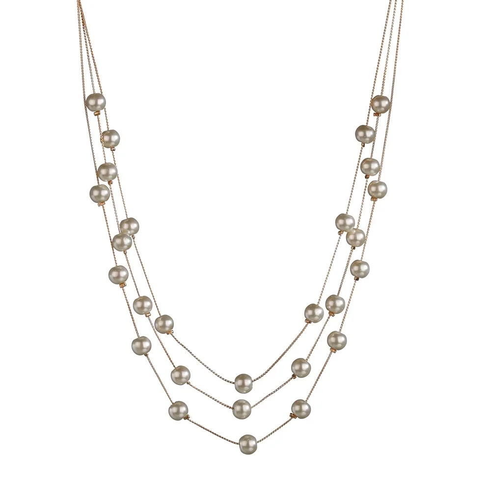 Imitation Pearl Jewelry Set Simulated Pearl Double Layer Women Earrings Necklace Bracelet Sets for Wedding N271