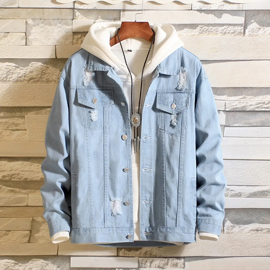 

Men's jacket Solid Vintage Slim Mens Denim Jacket 3XL Bomber Jacket Men High Quality Cowboy Men's Jean Jacket Chaqueta Hombre