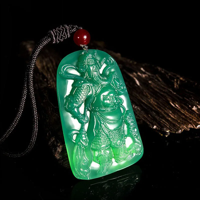 agate Carved Guan Yu Amulet Lucky pendant beads necklace Fashion Jewelry agate stone Colares pingentes