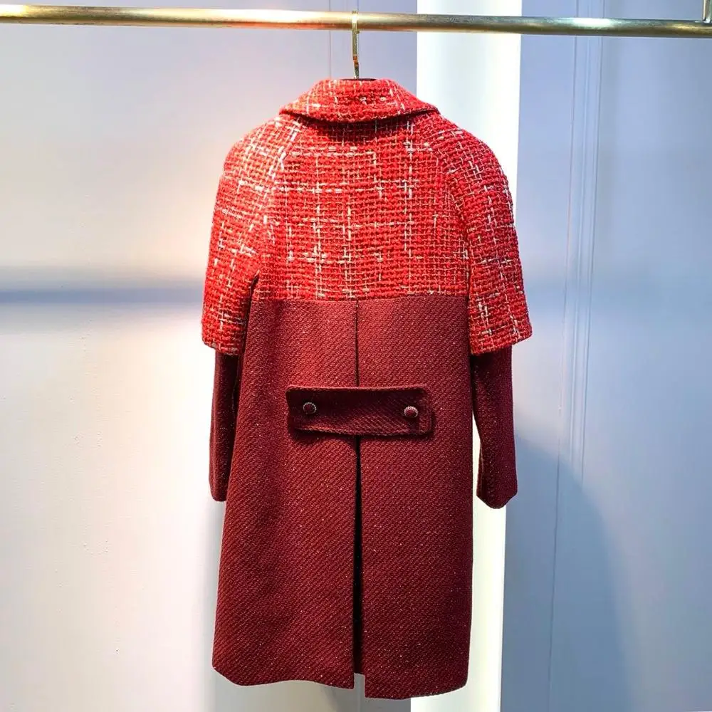2019FW Новая женская твидовая Повседневная Верхняя одежда Пальто Женская Красная модная куртка пальто gdnz 10,12