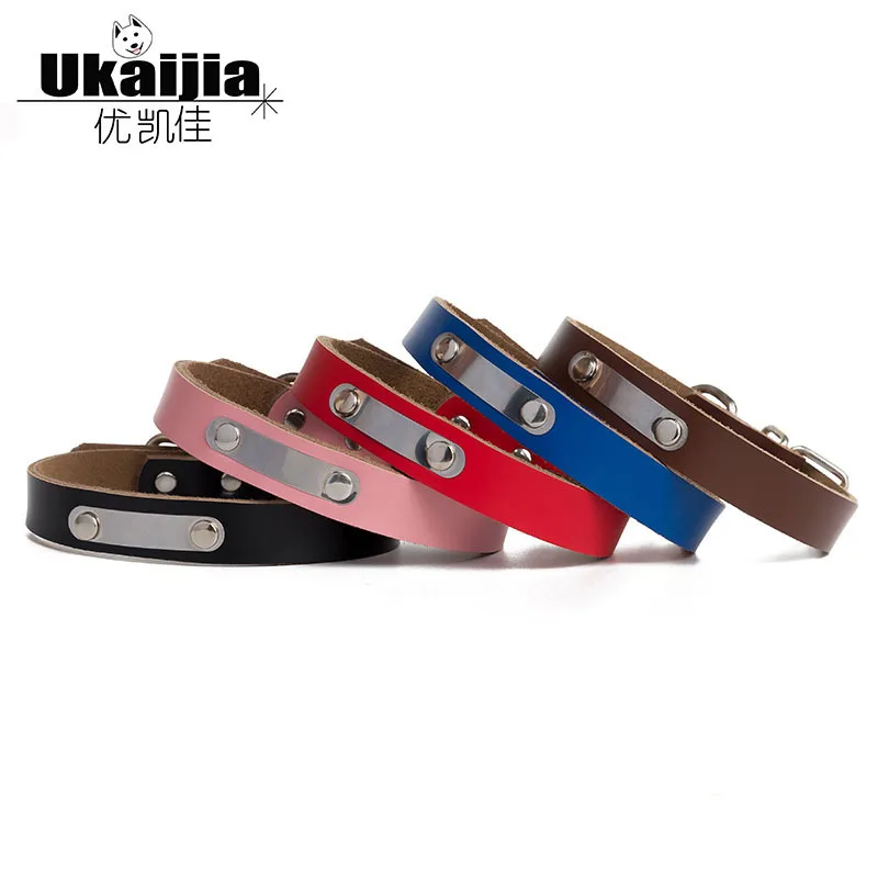 

Hot Selling Stainless Steel Laser Lettering Pure Leather Pet Collar Anti Lost Customizable Dog Tag Bite-proof Protector Yiwu