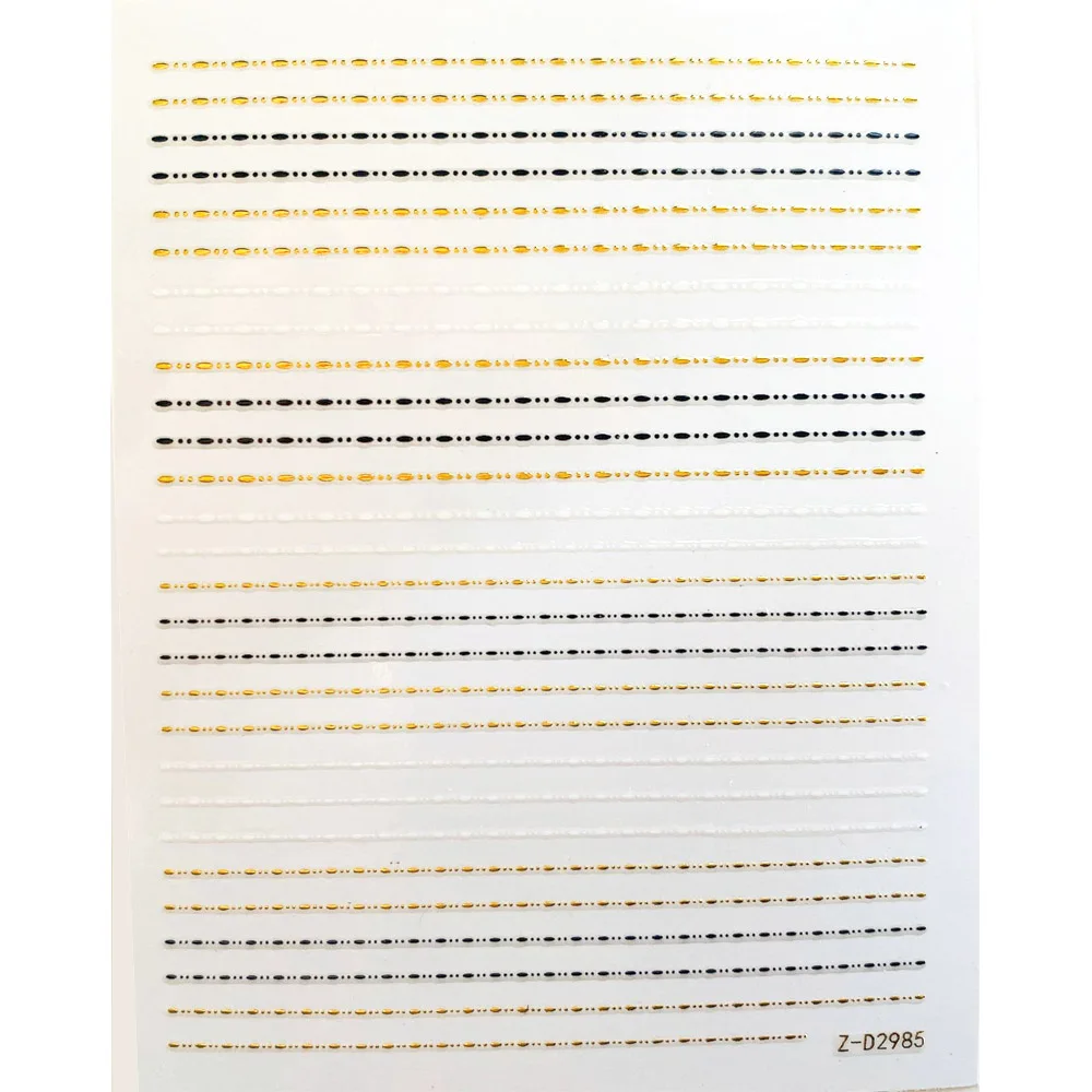Z-D2985 1pcs Gold+Black+White Sliders 3D Nail Stickers Straight Curved Liners Stripe Tape Wraps Geometric Nail Art Decorations new - Цвет: Z-D2985