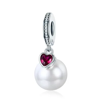 

Qikaola Genuine 925 Sterling Silver Elegant Pearl Heart CZ Pendant Charms Fit Bracelets & Necklaces Chain Fine Jewelry CMC782