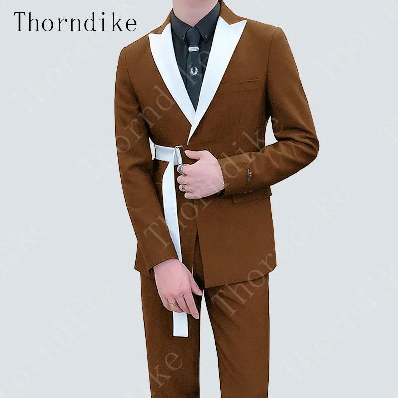 Мужская деловая куртка Thorndike коричневый/синий/черный/красный свадебный костюм