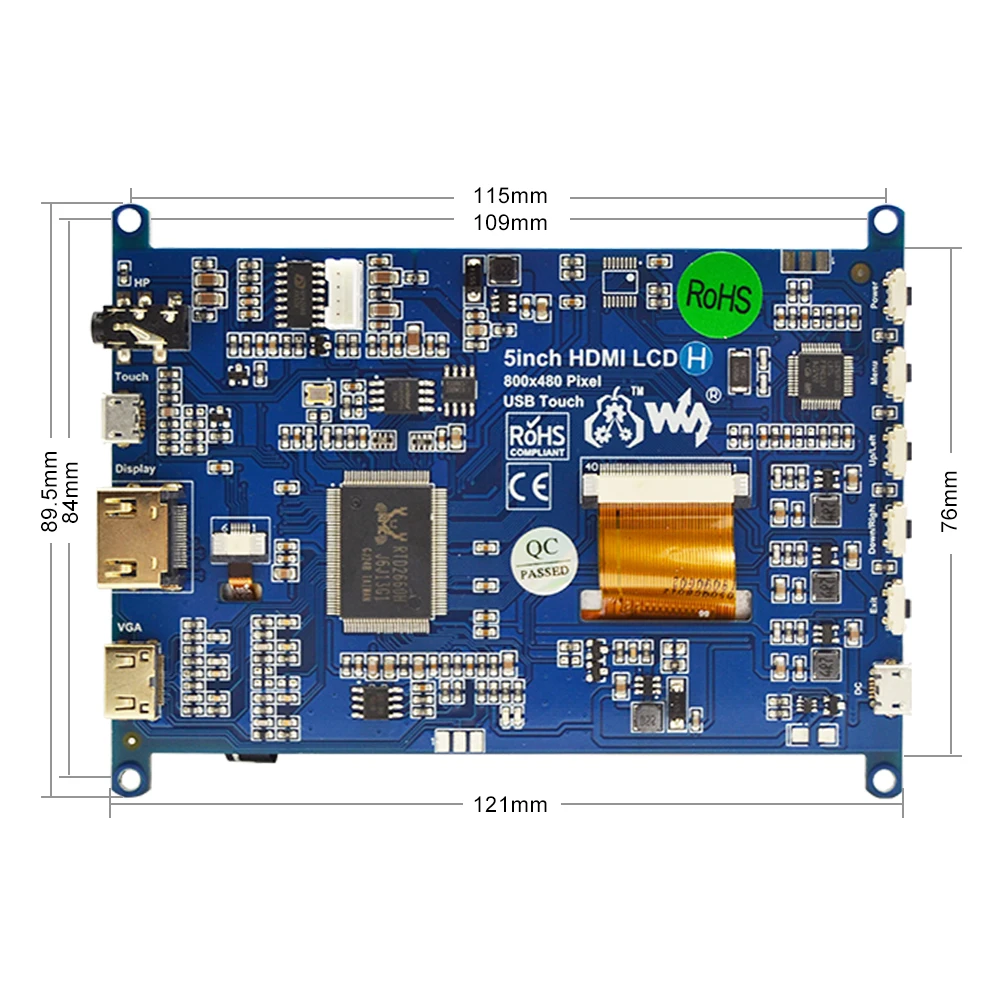 ЖК экран с сенсорным экраном для Raspberry Pi 4B/3B +/Jetson Nano 5 дюймов HDMI 800*480 интерфейс