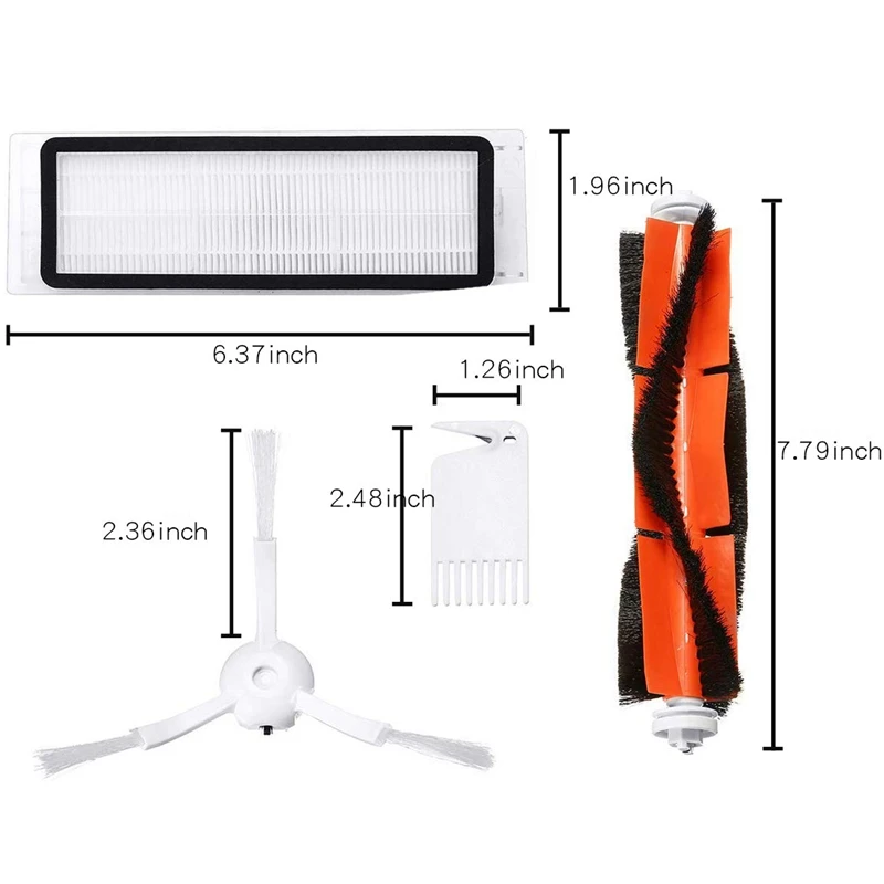 

Replacement Kits for XIAOMI Mijia Robotic Vacuum Cleaner, Roborock S5 Replacement Parts Include 2 Main Brush, 4 Side Brush and 2
