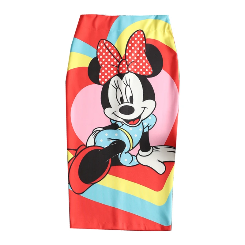 Women's Pencil skirt Cartoon Mouse Print High Waist Elastic Slim Tube Skirts Young Girl Summer Plus Japan Female Falda SP5341