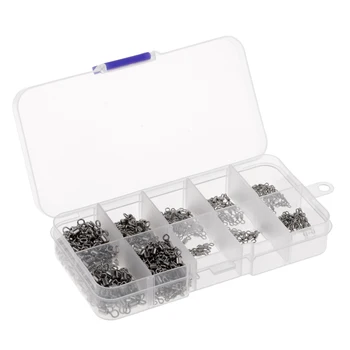 

A Set of 500Pcs Fishing Swivels Rolling Swivels Fishing Hook Line Connector Ball Bearing Solid Rings Connector 5 Sizes