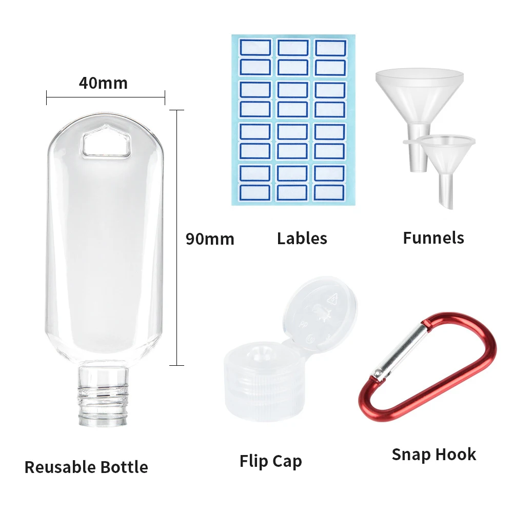 

10PCS 50ML Travel Portable Plastic Storage Bottle Set Hook Hand Sanitizer Shampoo Liquid Leak-proof Storage Sub-packed Cosmetic