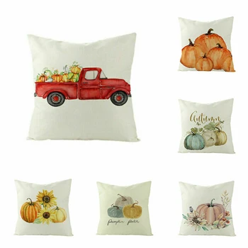 

Fall Pumpkin Pillow Case Decor Cushion Cover Give 18" Happy Thanksgiving Day Sofa Thanks