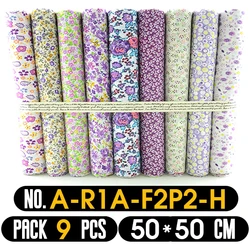 Cotton Quilting Fabric Bundle - Assorted Dot & Floral Patterns, 19.7x19.7 Inches, Perfect for DIY Sewing and Scrapbooking Projects (A - R1A - F2P2 - H)