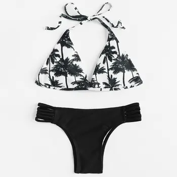 

Women's Fashion Sexy Suspenders Straps Printed Split Bikini Swimsuit Spring Summer Beach Vacation