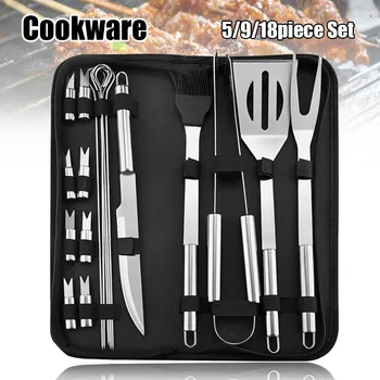 

Stainless Steel BBQ Barbecue Tools Set Kit Grill Cookware Utensils with Storage Case @LS