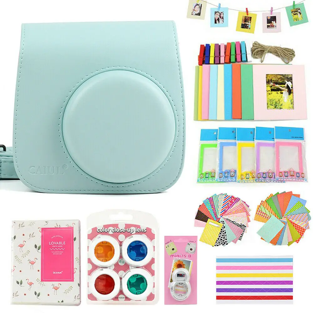 Ice Blue Чехол Fujifilm Instax Mini сумка Аксессуары для камеры комплект фотоальбом фильтры для объектива наклейки для Instax Mini 8 Mini 9 мгновенная камера - Цвет: Ice Blue