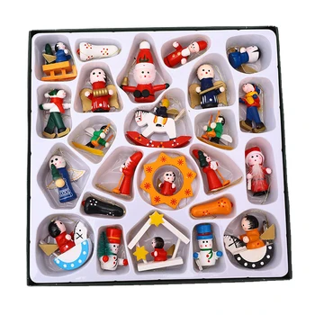 

Christmas Miniature Wood Ornaments Decoration Mini Christmas Ornament Set of 24 Pieces christmas decorations 2021 Drop Shipping