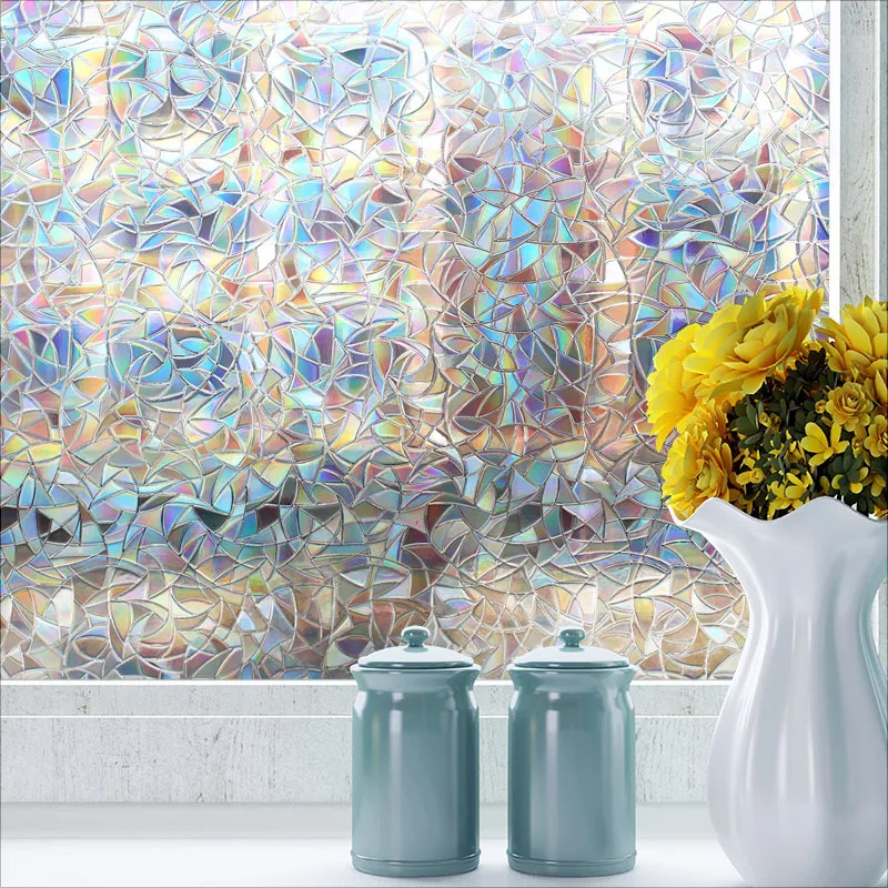 Stained Glass Window Film: Rainbow Window Film With 3d Holographic, Sun  Blocking Non-adhensive Window Stickers For Home Office - Decorative Films -  AliExpress