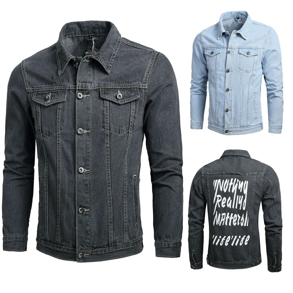 Джинсовые куртки мужские осень модные джинсы куртка пальто мужской Slim Fit повседневные пальто верхняя одежда куртки и пальто manкуртка манто