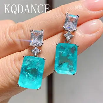 

Lab Gemstone Diamond Emerald Paraiba Tourmaline Earrings Sterling Silver 925 Fine Jewelry Wedding Gift for Women 2020 Wholesale