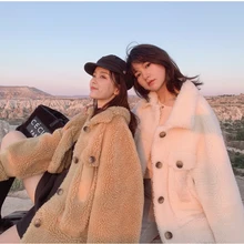 MISHOW, осенняя Новинка, корейский стиль, однотонное свободное плотное пальто с длинным рукавом и меховым отворотом, Женская куртка, кожаная куртка MX19D8216