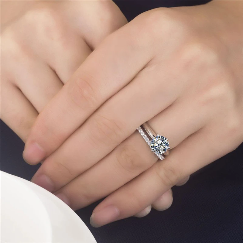 Silver Rings 1.5Ct Zircon Set For Women