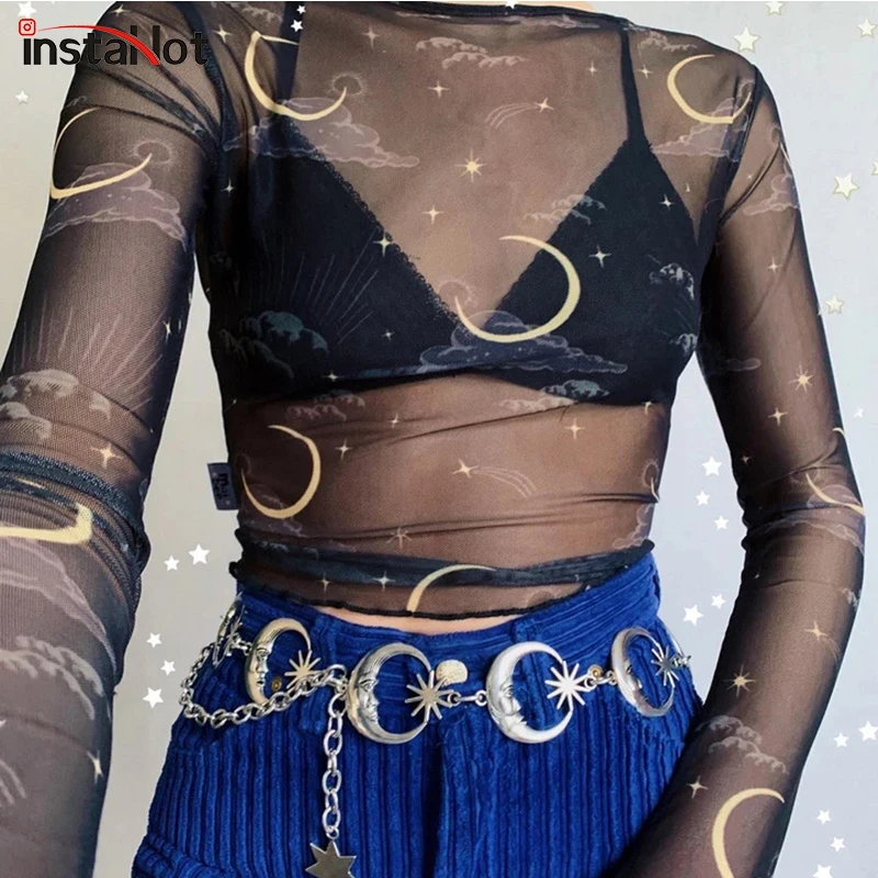 

InstaHot Moon Metal Chain Belt Punk Gothic Accessories Clubwear Sashes Women Casual Hihg Streetwear Belt 2020 Fashion Belt
