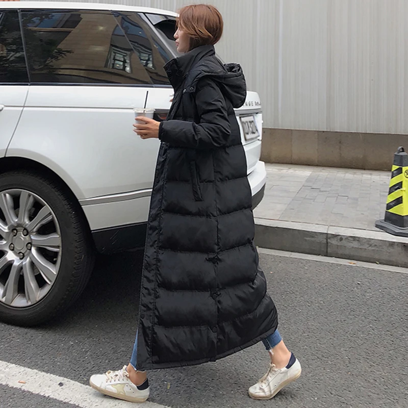 Goede Koreaanse Winter vrouwen Warme Jas Jas Winter Lange Dikke Witte Eend Donsjack Vrouw Hooded en Parka Lange Puffer jas
