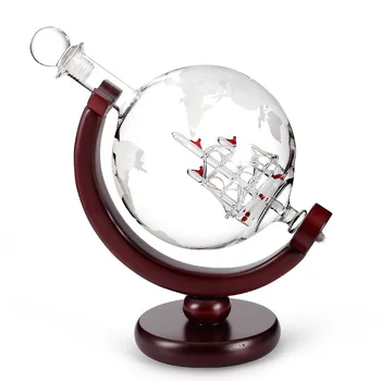 

Etched Globe Design Decanter with Engraved Ball Glass for Liquor Whiskey Bourbon VJ-Drop