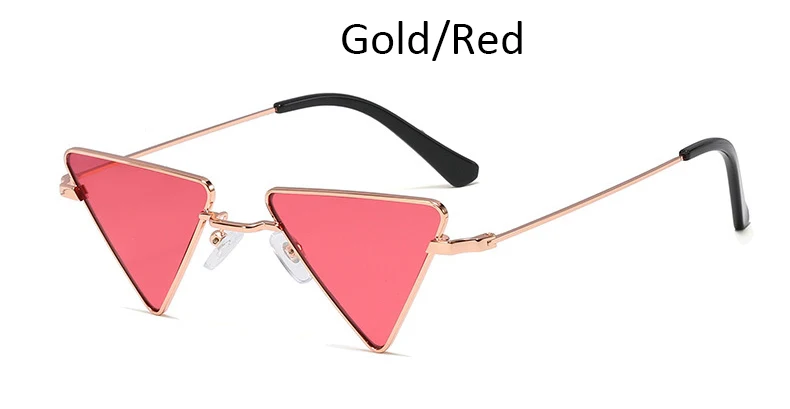Gold Red Новые металлические оправы женские солнцезащитные очкив ретро стиле винтажные маленькие треугольные черные солнцезащитные очки для женщин прозрачные оттенки женщин - Цвет линз: Gold Red