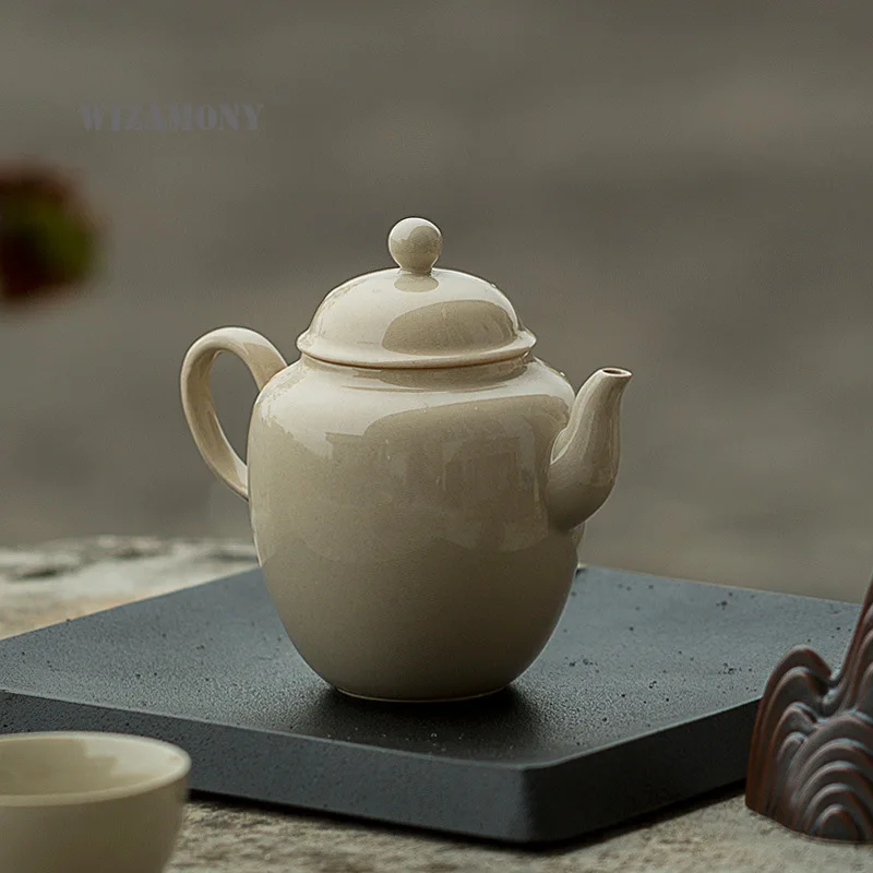 

WIZAMONY Jingdezhen Handmade Filter Holes Ash Teapot Kung Fu Tea pao cha hu dan hu Simple Gowns cast iron clay tea pot