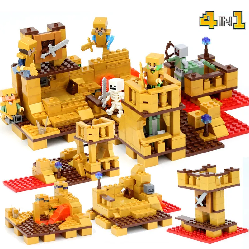 

Kids Love New Gold My World Mini Action Figures Legoings Model Building Blocks Minecrafted City Children Toys