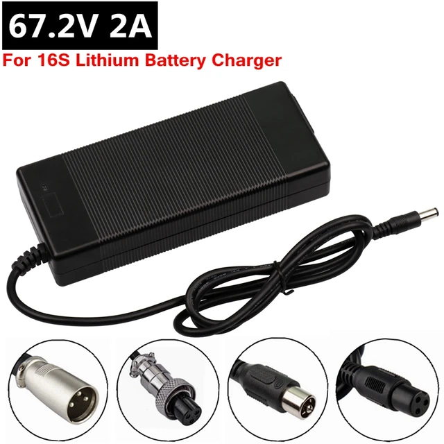 67.2V 2A Lithium Battery Charger 60V Electric skateboards Li-ion power DC T  XLR