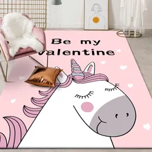 Модный современный ковер скандинавский мультяшный Милый Розовый Единорог пони 3D коврики с принтом для гостиной спальни детский коврик для ползания