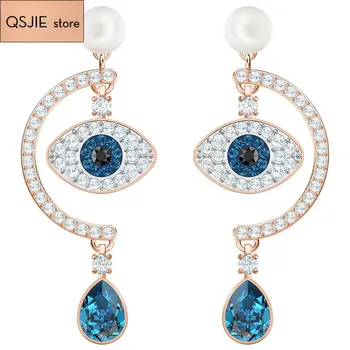 

High quality SWA Blue Zircon binocular Earrings 3