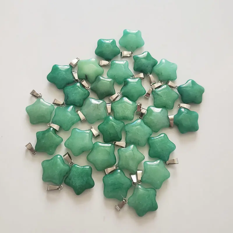 malaysian jade 50 шт./лот Горячая Мода Ассорти натуральный камень смешанный кулон Подвеска со звездой для DIY ювелирных изделий - Окраска металла: malaysian jade