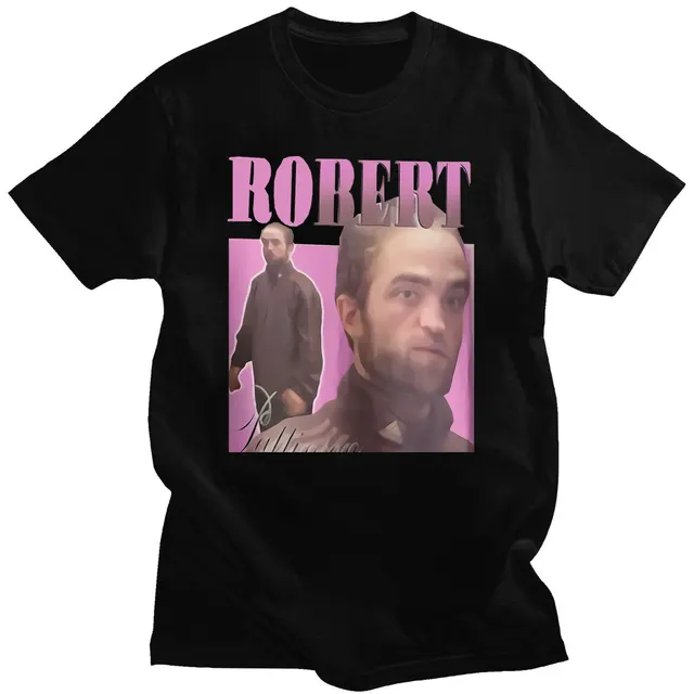 Robert Pattinson 90s Vintage Unisex Black Tshirt Men T Shirt Oversized Graphic T Shirts 100% Cotton T-shirt Man Woman Tees Tops Black 1644