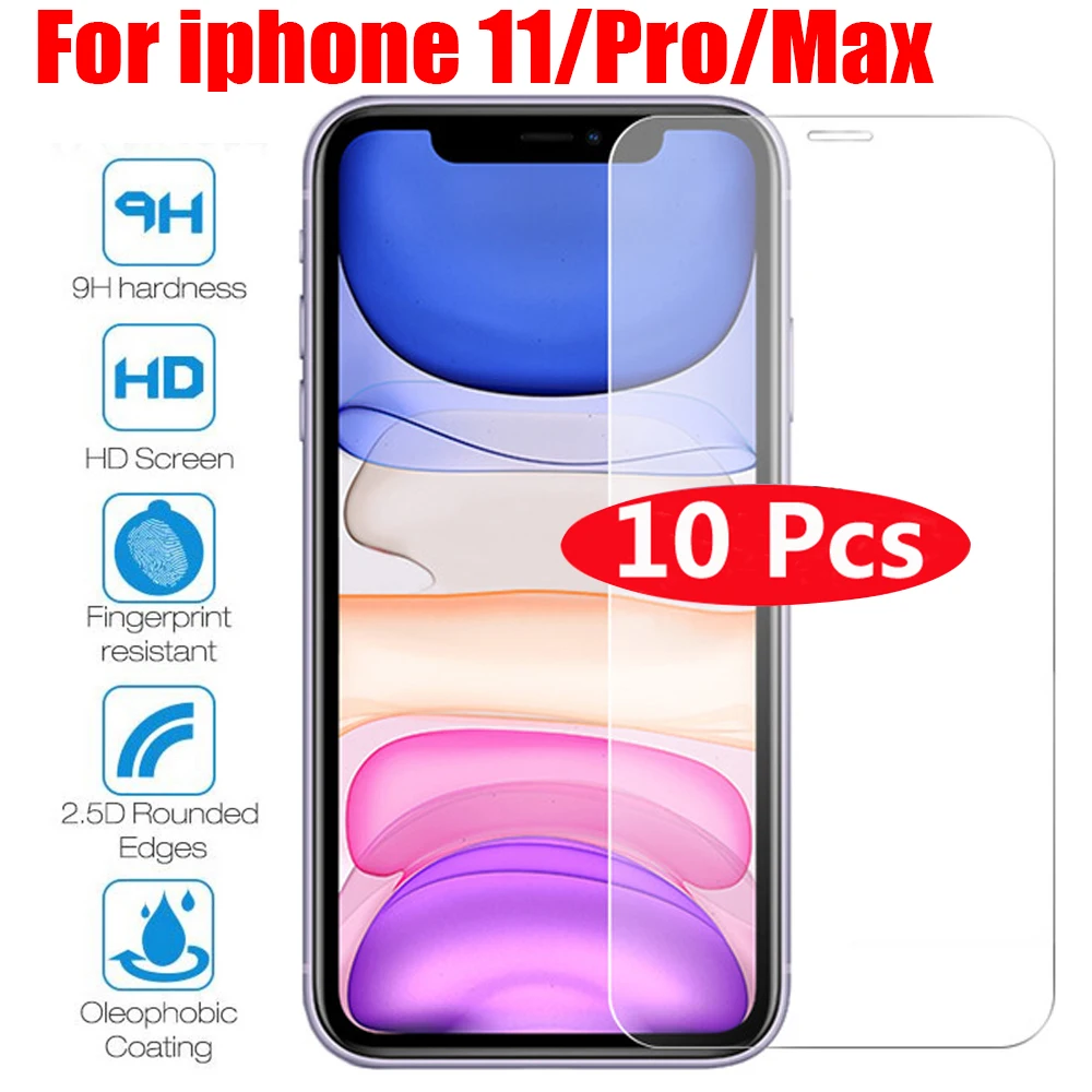 10 шт. Защитное стекло для iphone X XS 11 Pro Max XR 7 8 6s Plus, защита экрана HD, закаленное стекло для iphone 11 Pro Max glass