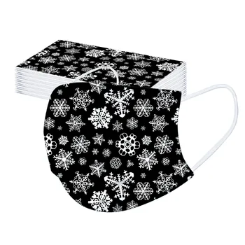 

20pc Adult Masks 3 Layer Ply Non-woven Mouth Masks Christmas Snowflake Printed Mask Disposable Protective Face Masks Mondkapjes