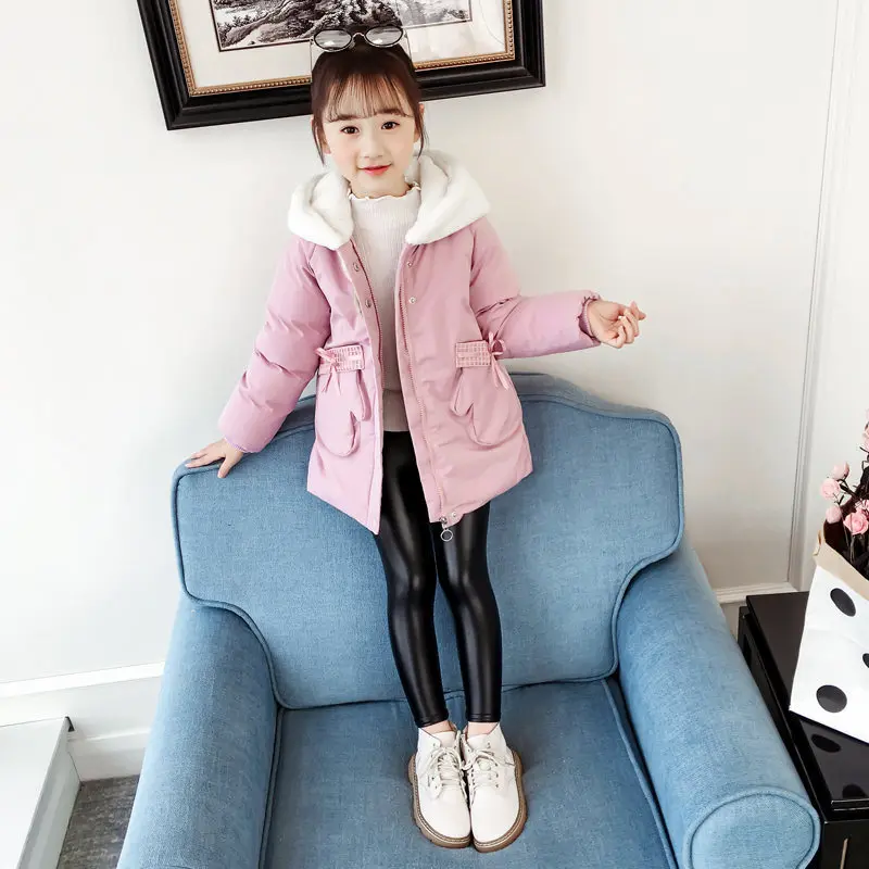 Теплые зимние куртки с капюшоном и меховым воротником для маленьких девочек с рисунком рождественской елки; детская верхняя одежда; ветрозащитные пальто для маленьких девочек
