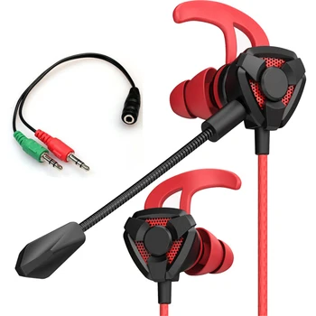 

3.5mm Gaming Earphone 7.1 Stereo Channel 1 Female To 2 Male In-Ear Headphone With Mic Volume Control For Pubg PS4 CSGO XBOX