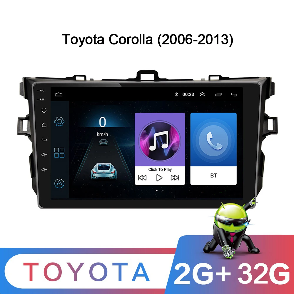 2G + 32G 2din Android 9 1 автомобильный Радио мультимедийный плеер для Toyota Corolla E140/150 2008 2009