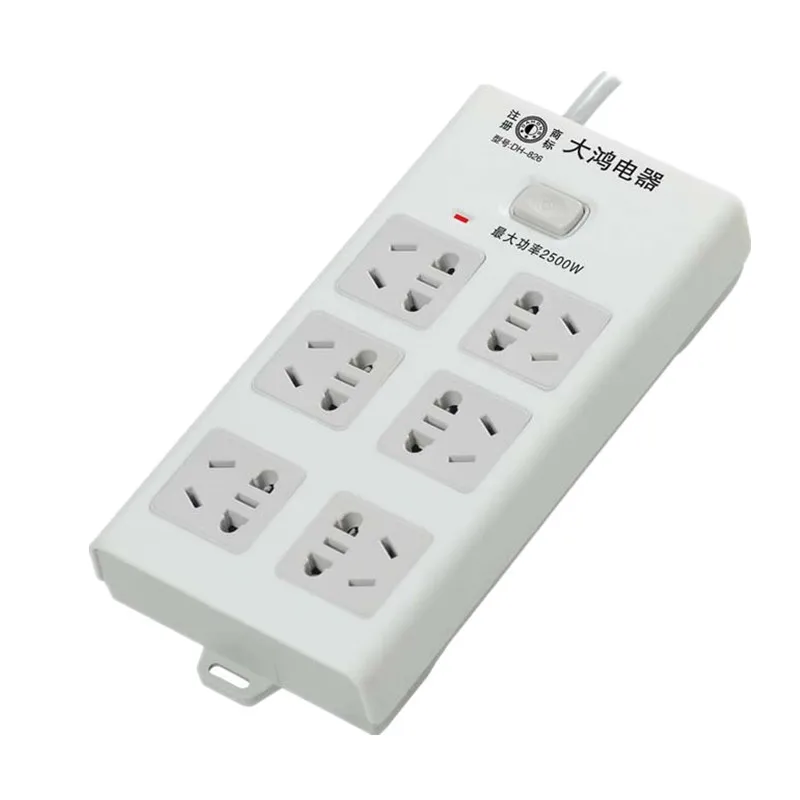

Socket Manufacturers Dahong 826 Double Row Six High-Power Fine Copper Three Metres Socket 6 Five-hole Patch Board