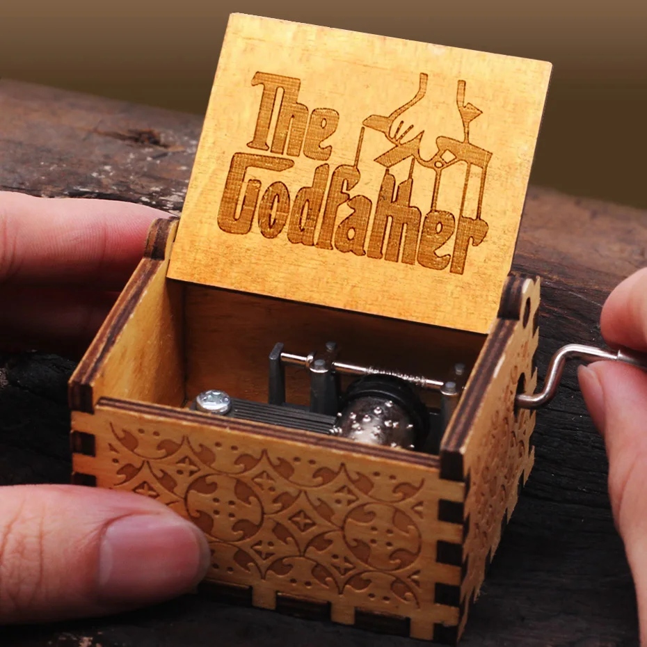 The Godfather Деревянная рукоятка музыкальная шкатулка QUEEN Castle In The Sky Игра престолов с днем рождения, рождественский подарок, подарок на день рождения - Цвет: The Godfather