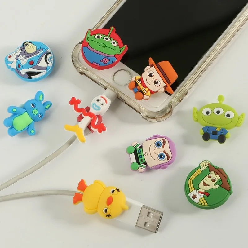 Toy Story figura-funda protectora para auriculares, Protector de Datos para iphone, Cable cargador USB de Disney