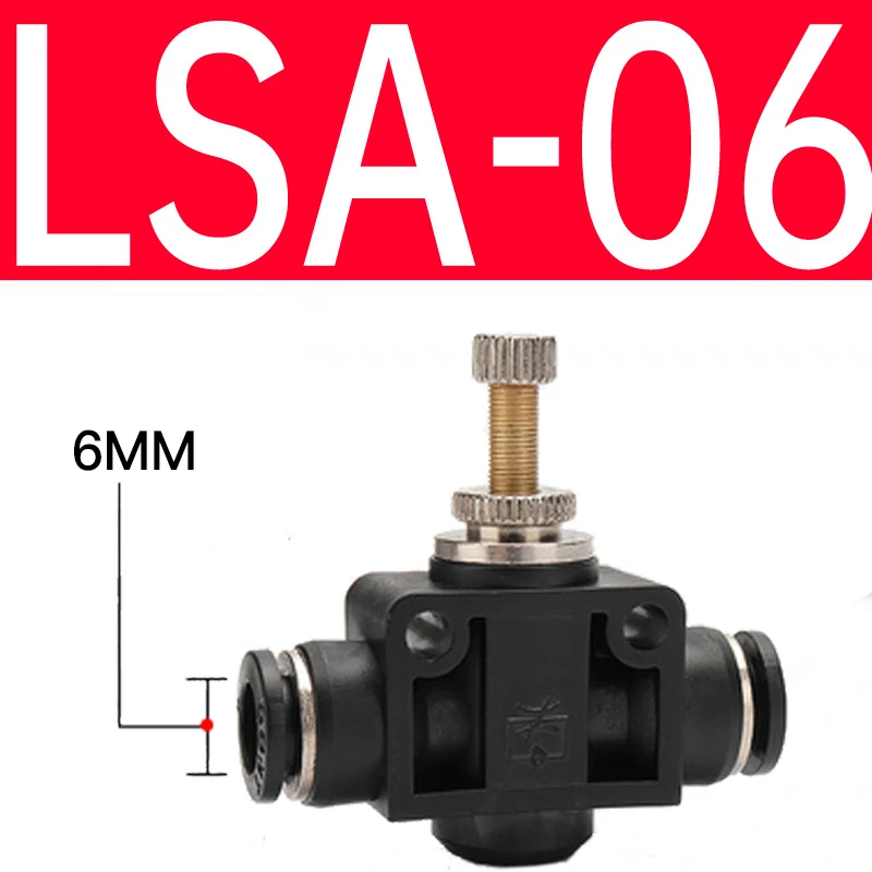 LSA-06 Черный LSA series Пневматический разъем Быстрый разъем трубы Тип дроссельного клапана для 4/6/8/10/12 мм - Цвет: LSA-06