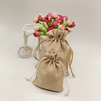 

1000pcs Jute Zak Jute Linen Drawstring Bag Wedding Gift Bag Gift Packaging Bag Jute Bag for Christmas Party Jewelry Pouch Sack