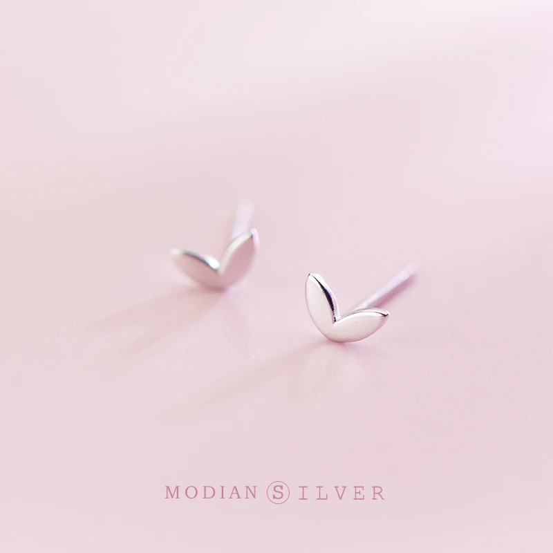 

Modian Simple Tiny Tree Leaf Lucky 925 Sterling Silver Classic anti-allergy Stud Earrings For Women Sterling Silver Jewelry