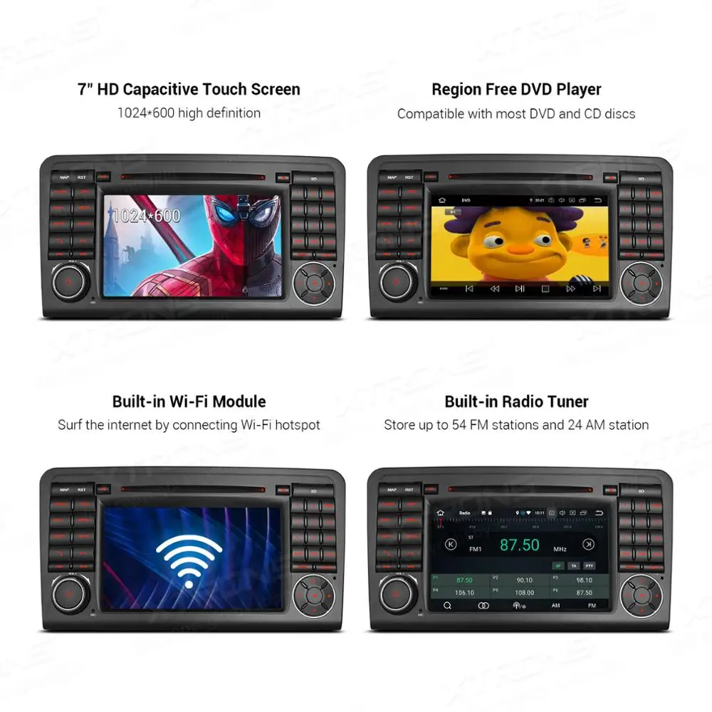 Best XTRONS 7"Android 9.0 Octa Core 4GB RAM 64GB ROM Car DVD Player Multimedia GPS System TPMS SWC for Mercedes Benz W164 2005-2012 2