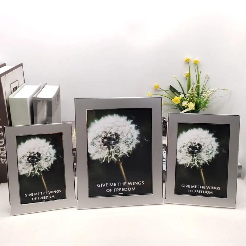 Light Luxury Silver 6/7/8/10 Inch Aluminum Frame Photo Frame Fashion Elegant Photo Frame for Home or Exhibition